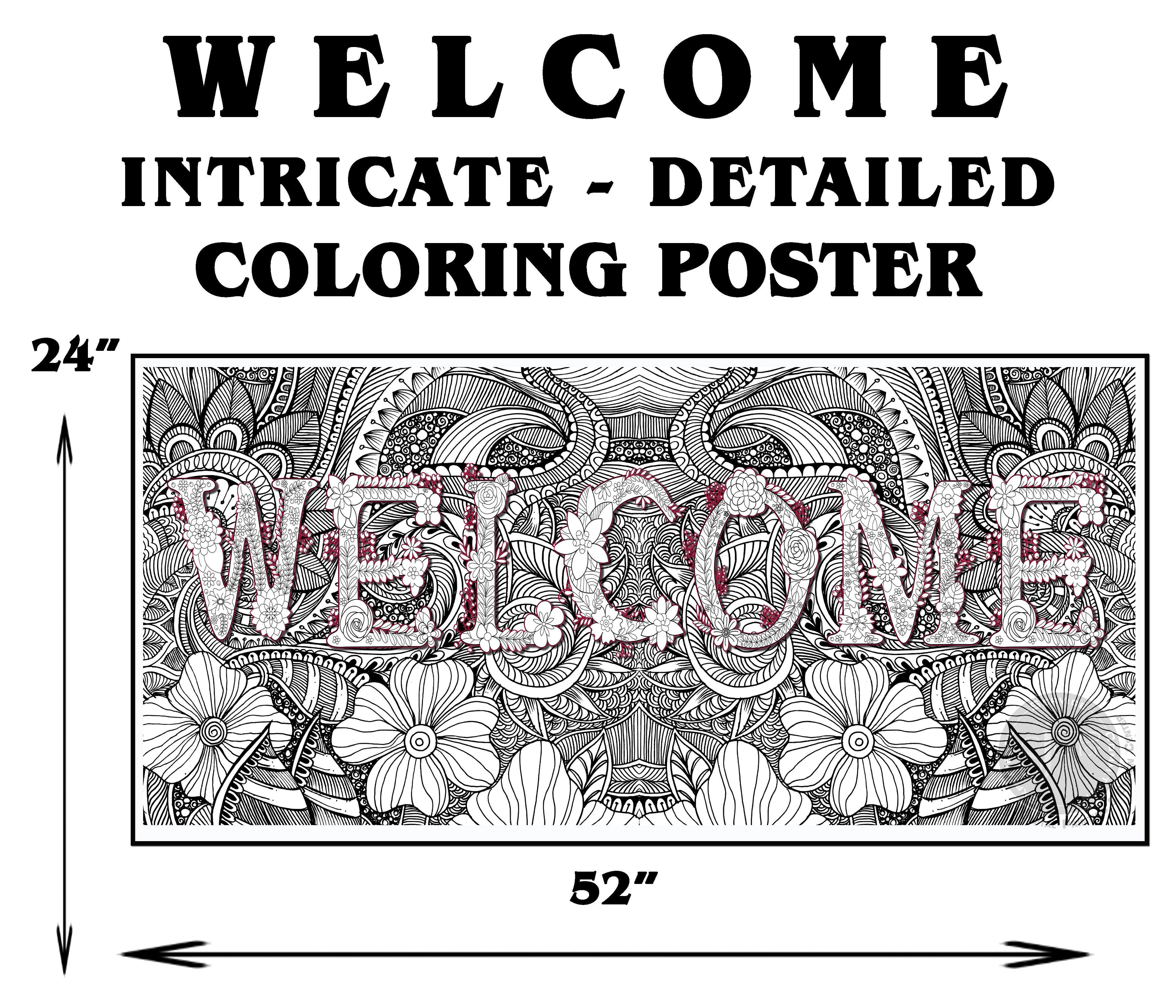 Giant classroom coloring poster — WELCOME design 24x52 inches by SJPrinter