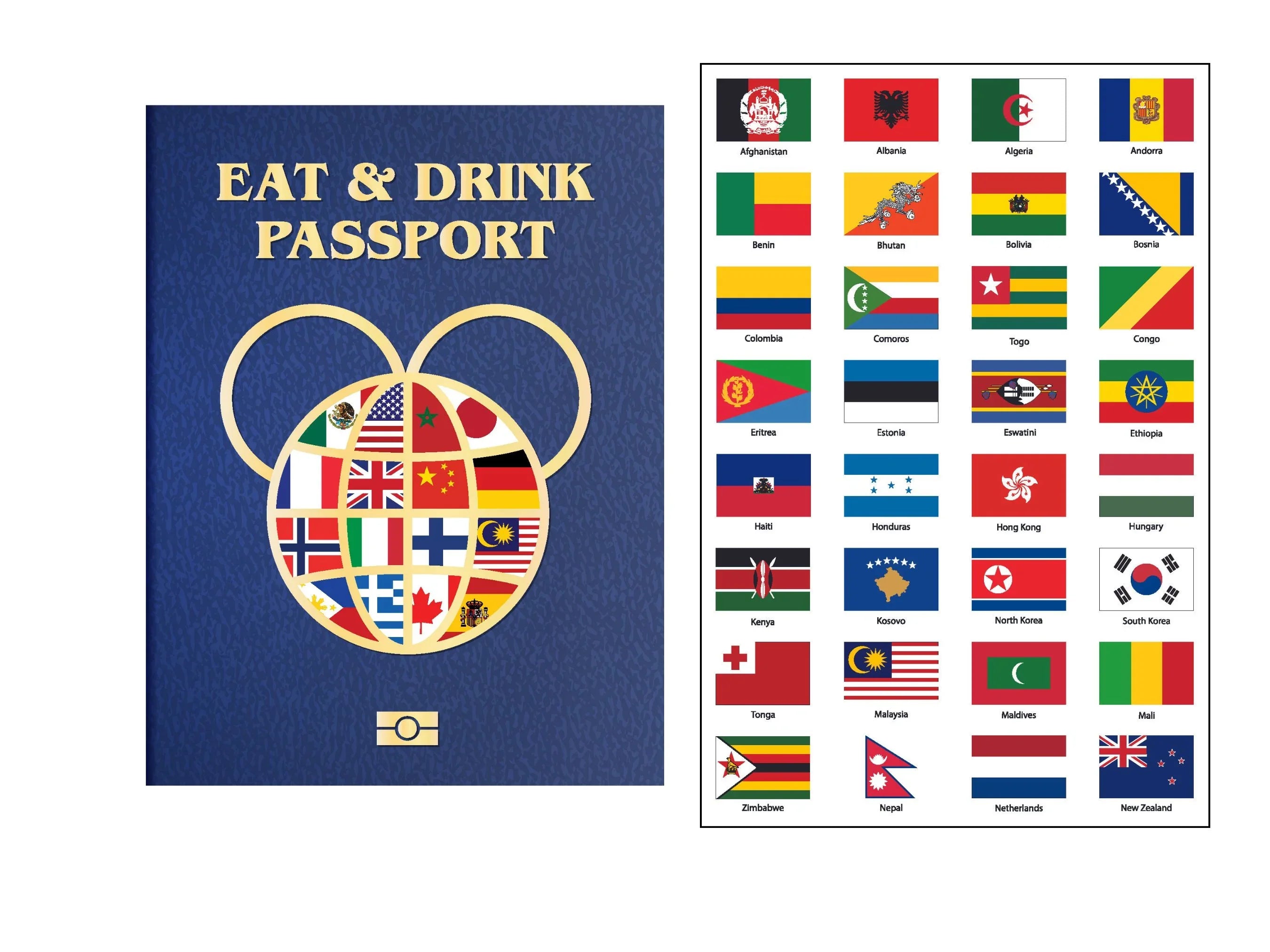 EPCOT Eat and Drink passport booklet with 192 country flag stickers by SJPrinter Cherry Hill NJ