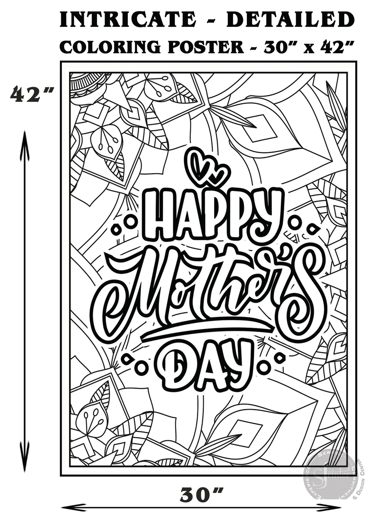 Giant Happy Mother's Day coloring poster 30×43" – SJPrinter Cherry Hill NJ