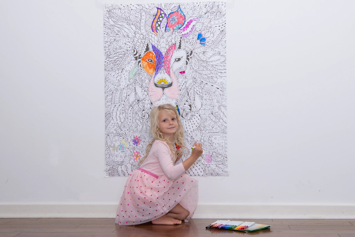 Giant coloring poster bundle BRAVE + Flowers – group activity set