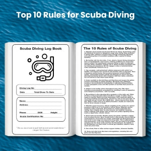 Dive Log Book Scuba Diving Journal to Monitor up to 100 Diving Trips: 10 Rules for Scuba Divers, Dive Log Statistics, Scuba Gifts - SJPrinter