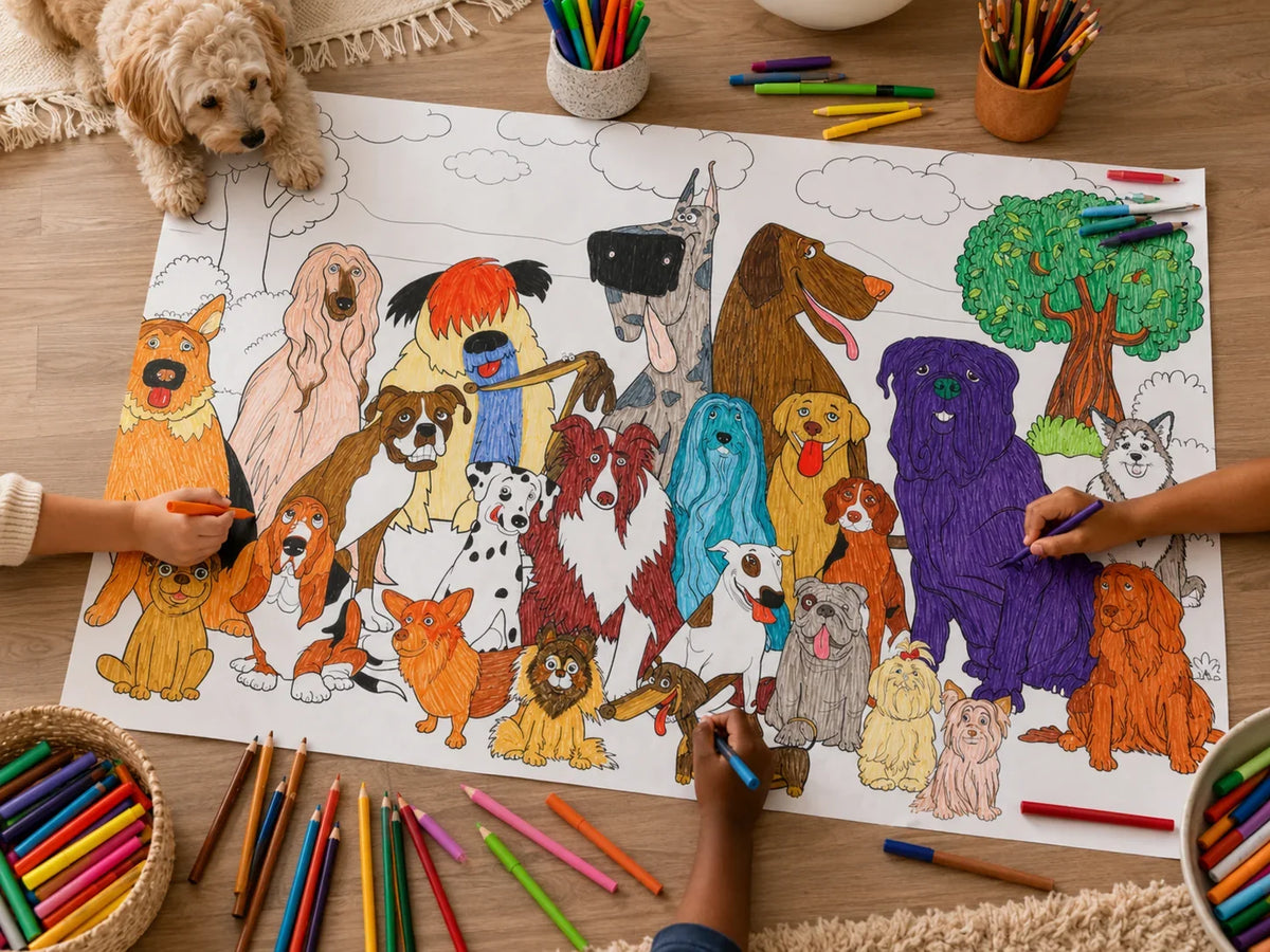 Coloring poster – Giant Dog, 30×42" – giant group coloring poster