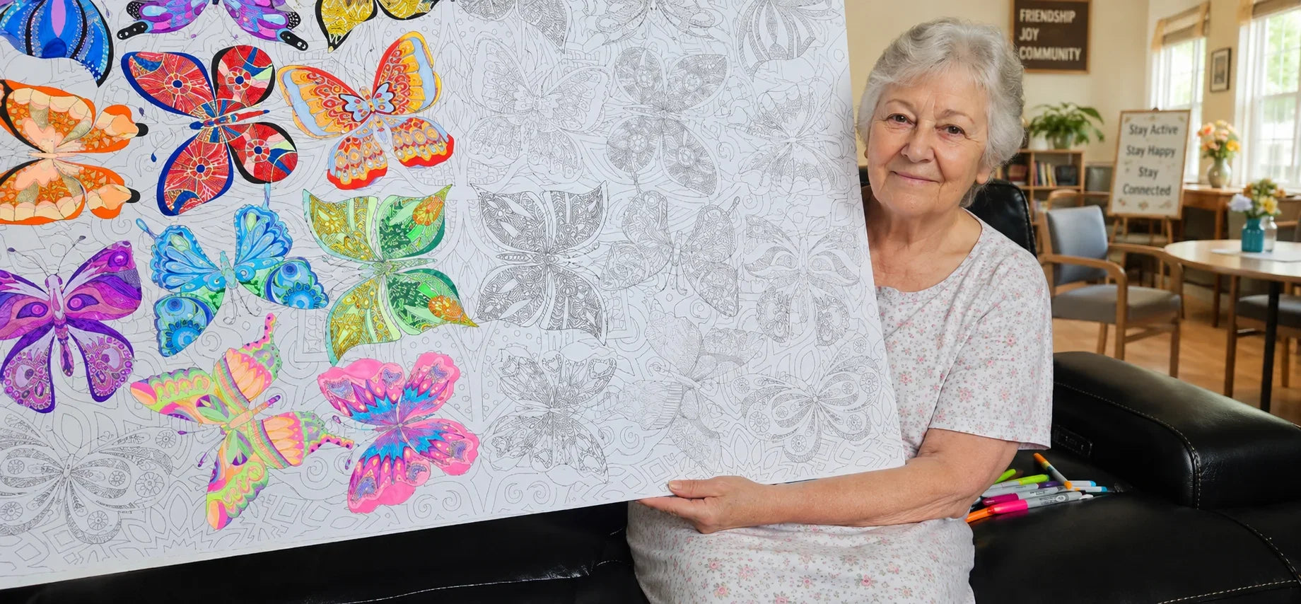 Butterflies Giant Coloring Poster 30"×42" — Huge Coloring Sheet | SJPrinter