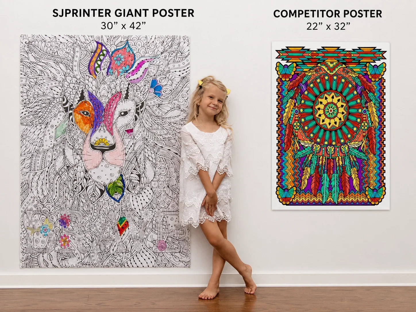 Giant Coloring Poster Bundle — BRAVE, LOVE & Flowers | 3 Huge Coloring Posters for $64.99