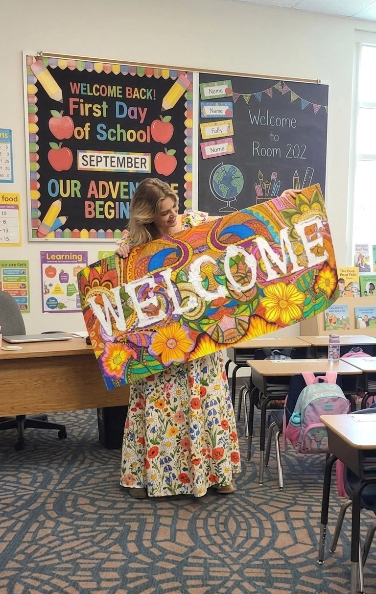 Giant coloring poster 3-pack bundle Welcome Hope Flowers word art by SJPrinter Cherry Hill NJ