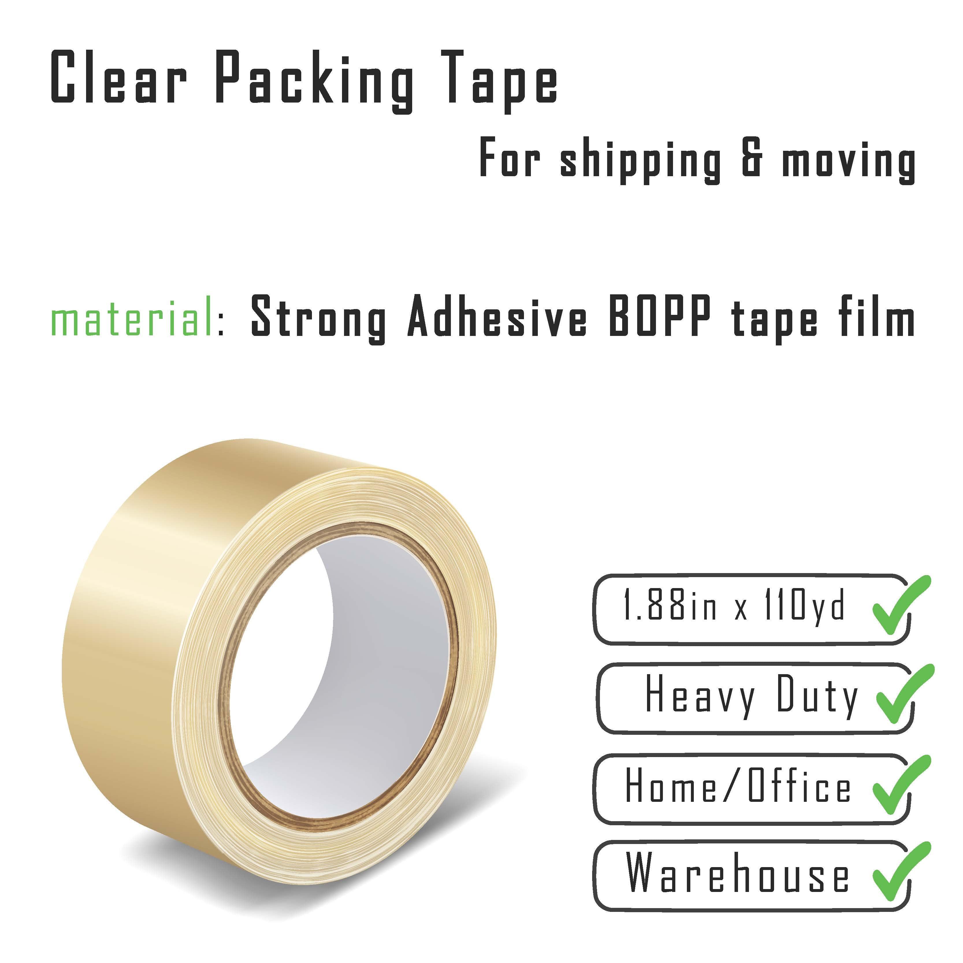 Heavy Duty Packing Tape Refill: Clear, 2.4 mil, 1.88 inch x 110 Yards or 100m - SJPrinter