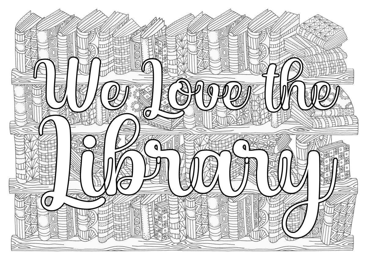 Coloring poster – We Love The Library, 30×42" – giant group coloring poster