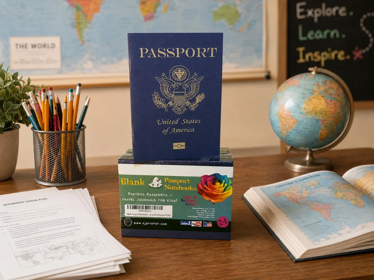 Pretend passports 250 pack bulk novelty passport books for kids classrooms by SJPrinter
