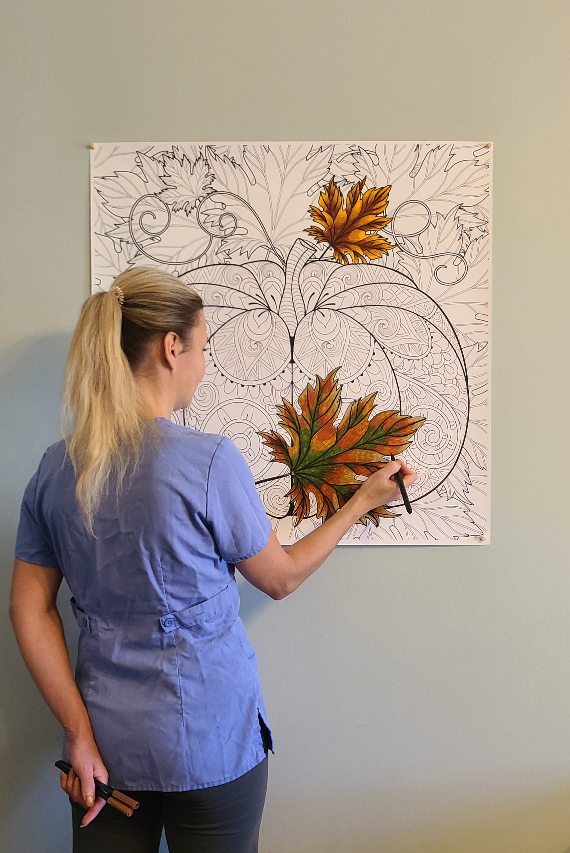 Giant pumpkin coloring poster 30x30 intricate mandala Halloween design by SJPrinter Cherry Hill NJ