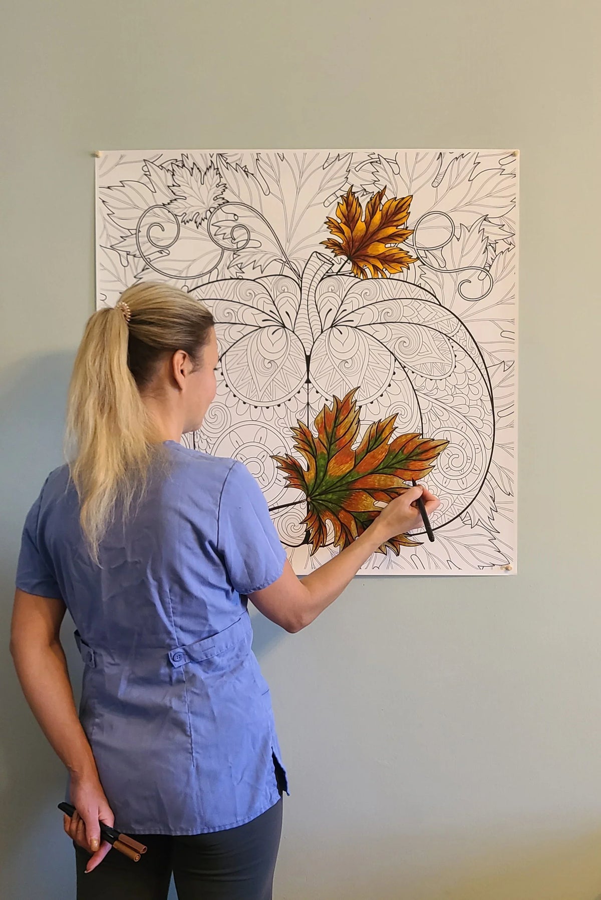 Giant Coloring Poster Pumpkin — Intricate coloring poster 30×30" – intricate line art, printed in USA