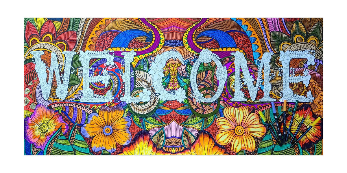 Giant coloring poster bundle Welcome 24x52 and Love 24x48 word art by SJPrinter Cherry Hill NJ