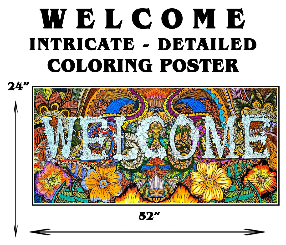 Giant coloring poster bundle Welcome 24x52 and Love 24x48 word art by SJPrinter Cherry Hill NJ