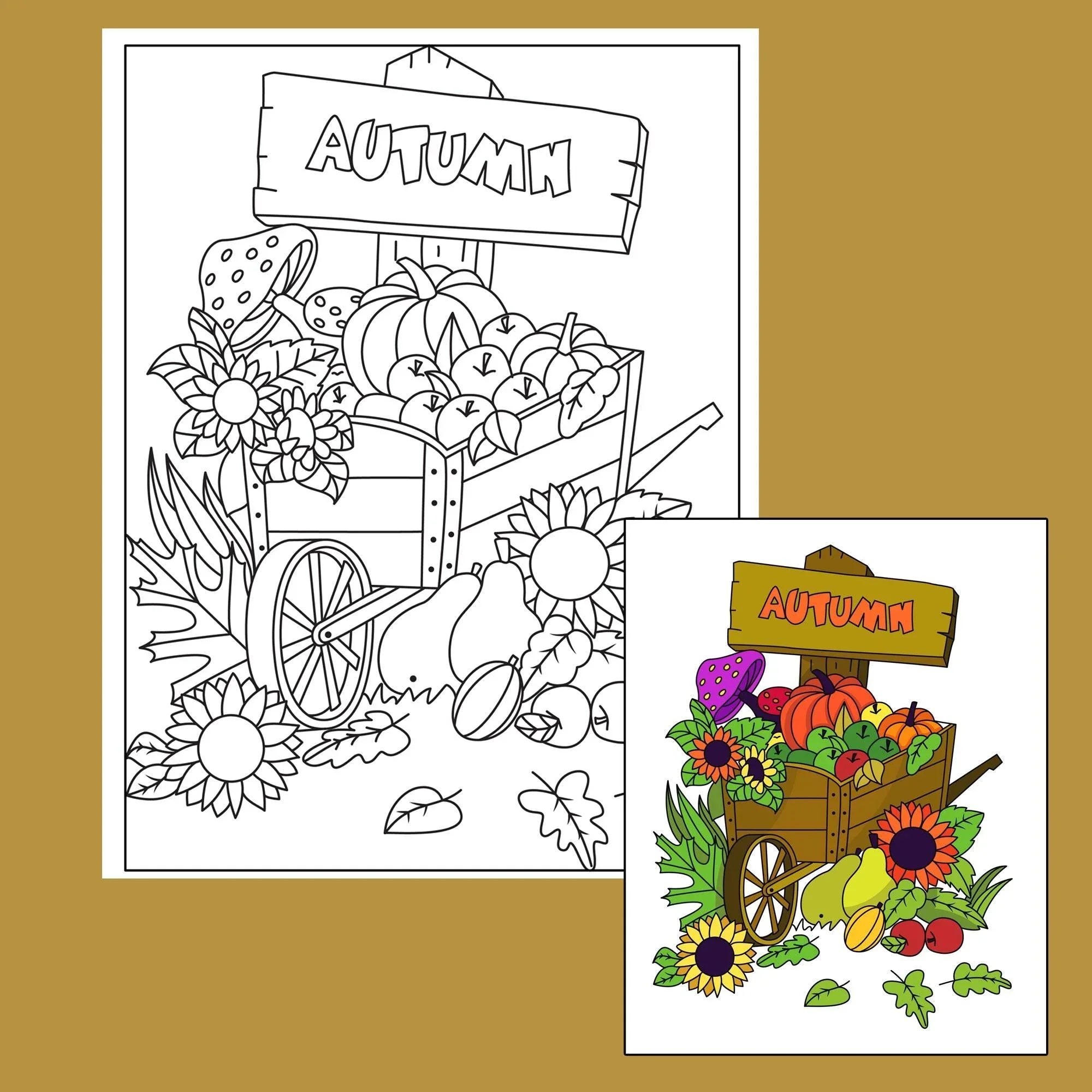 Autumn - Coloring Page - SJPrinter