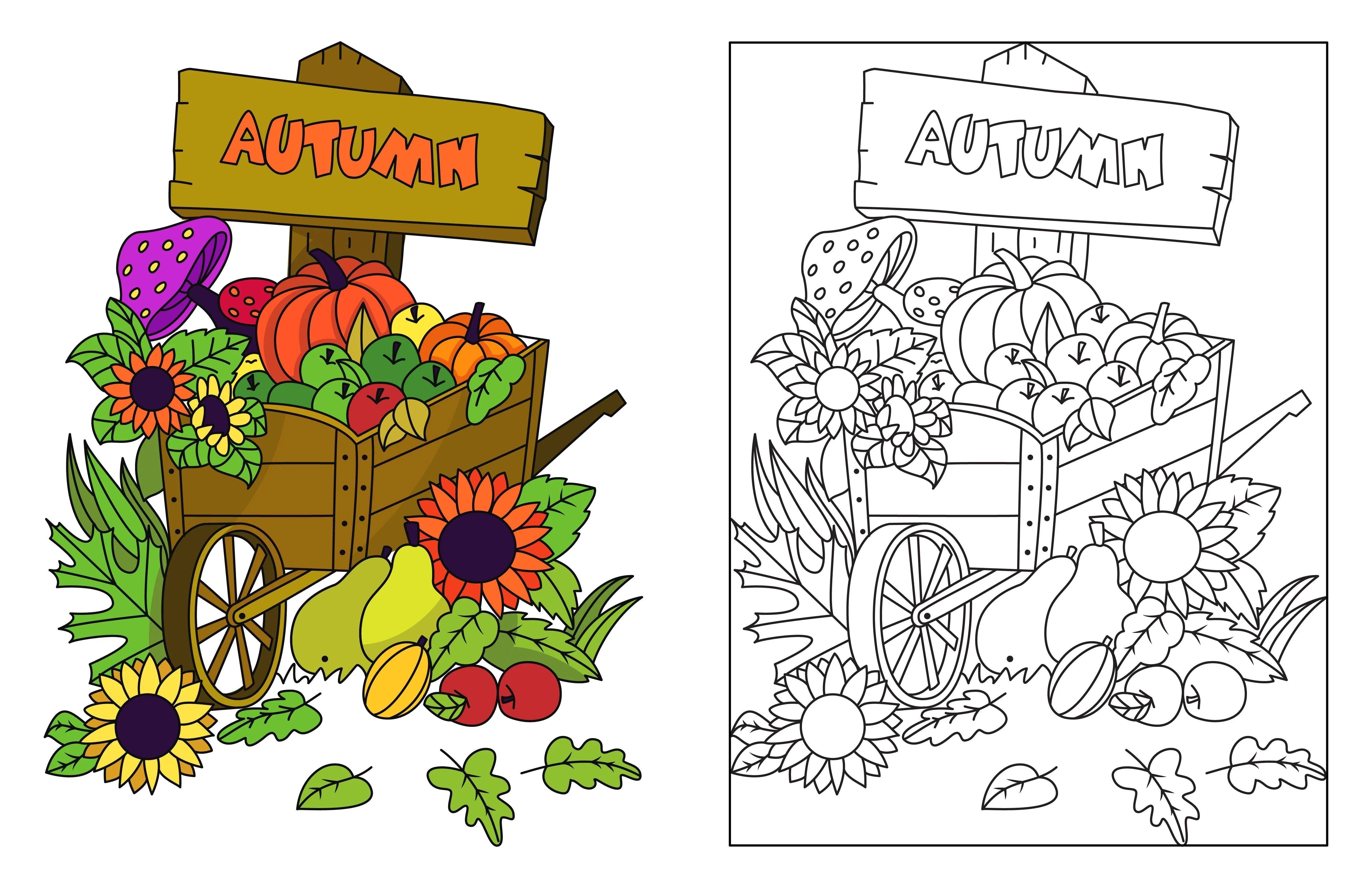 Autumn - Coloring Page - SJPrinter