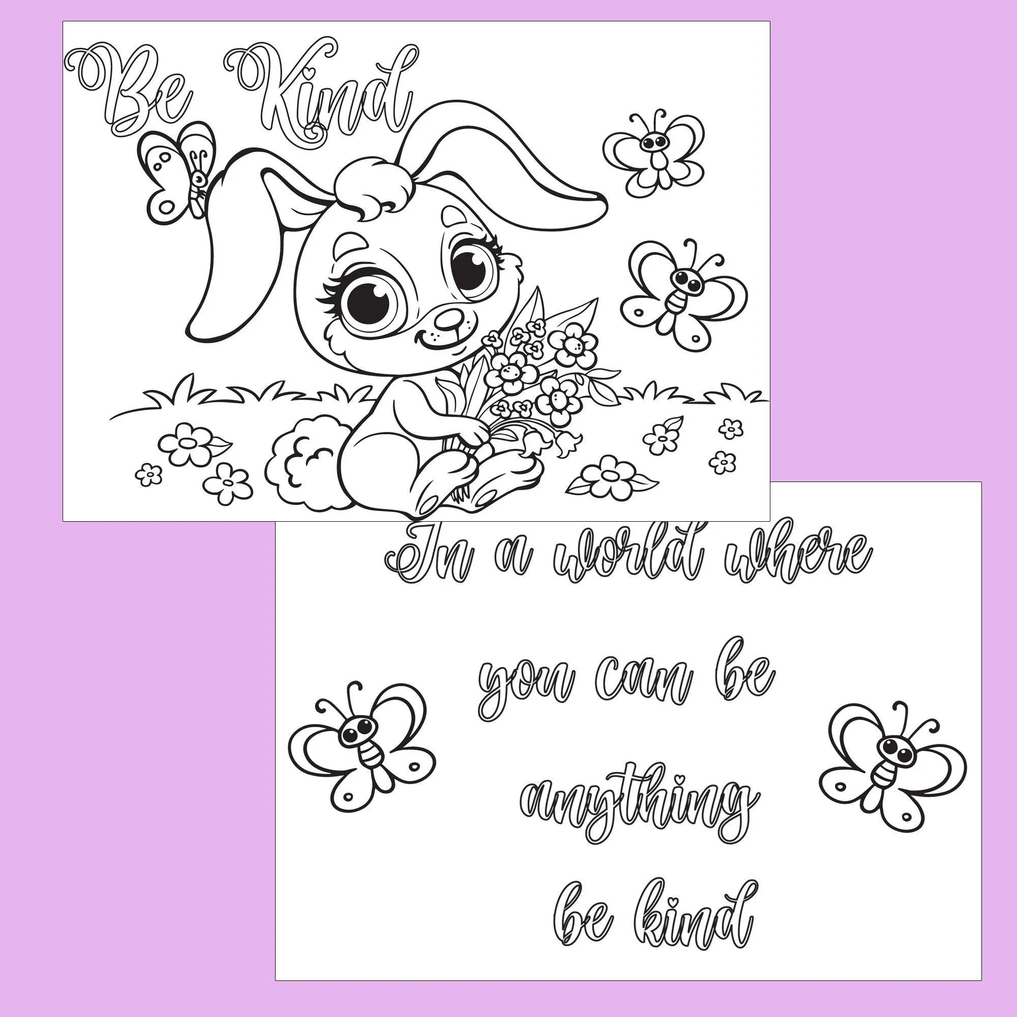 BE KIND - Coloring Card - SJPrinter