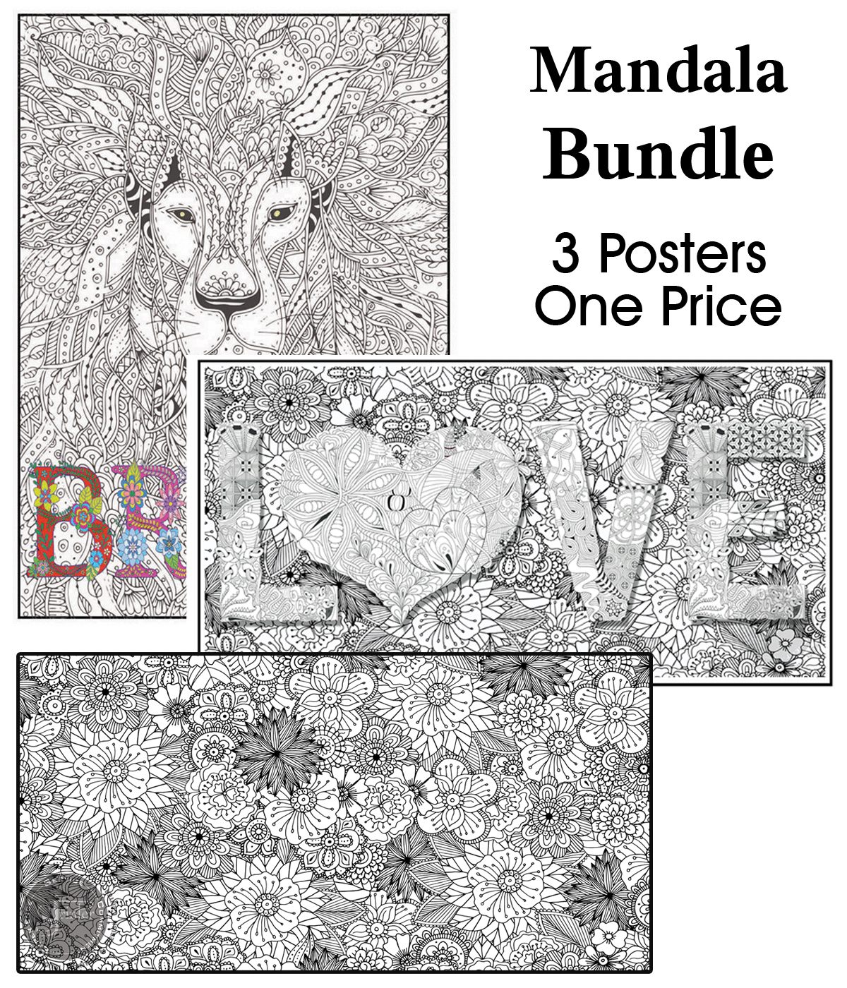 Coloring poster bundle – BRAVE, LOVE & Flowers – SJPrinter Cherry Hill NJ