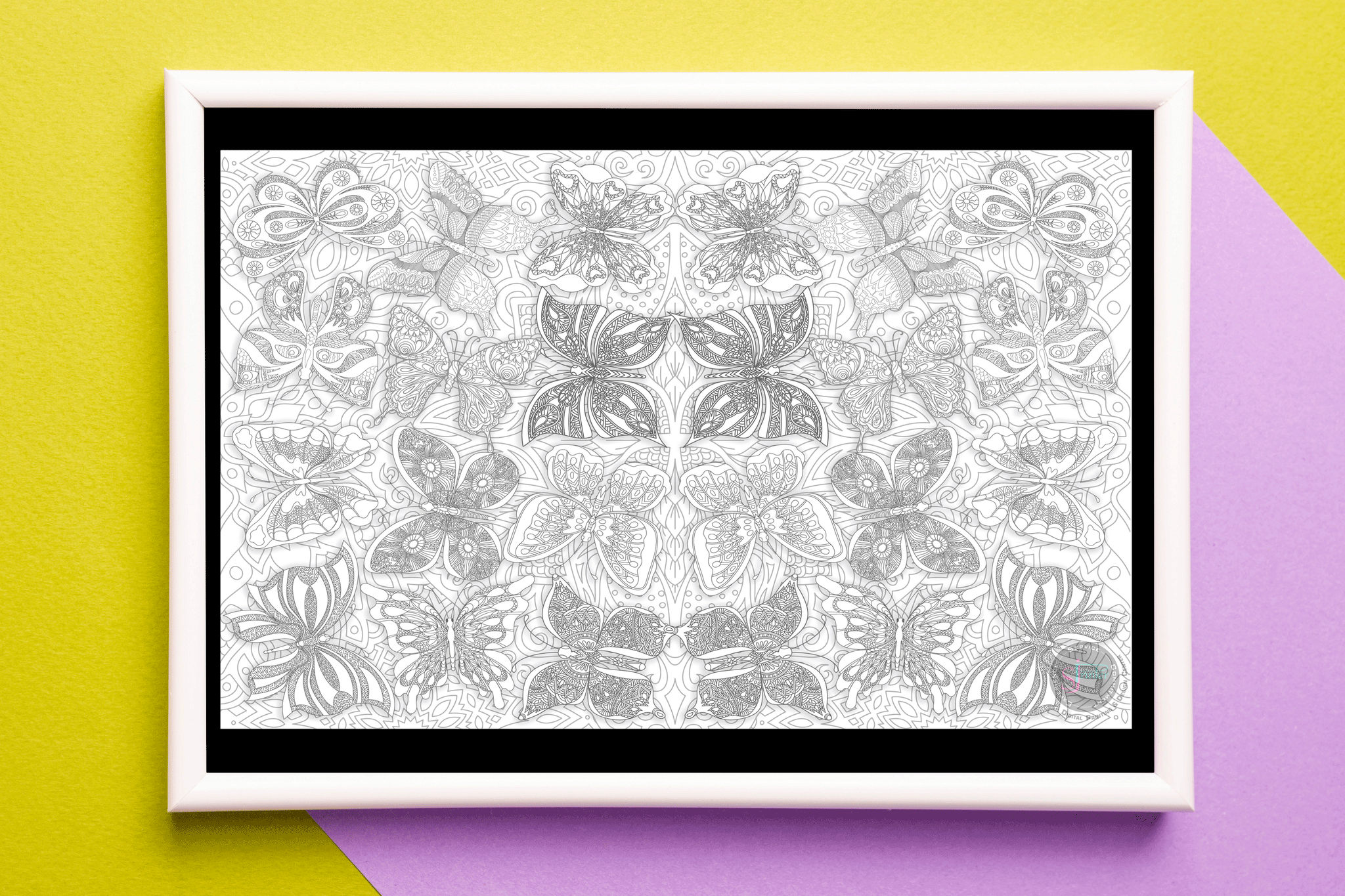 Butterflies coloring poster 30×42" – intricate line art, printed in USA
