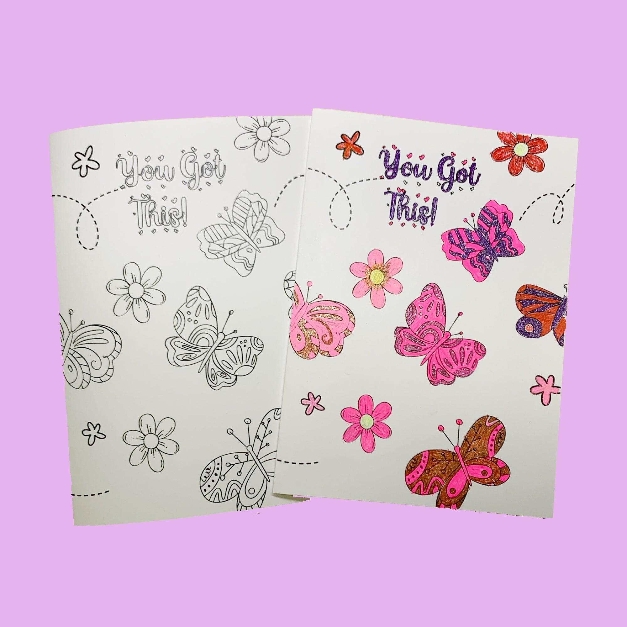 Butterflies - Coloring Card - SJPrinter 