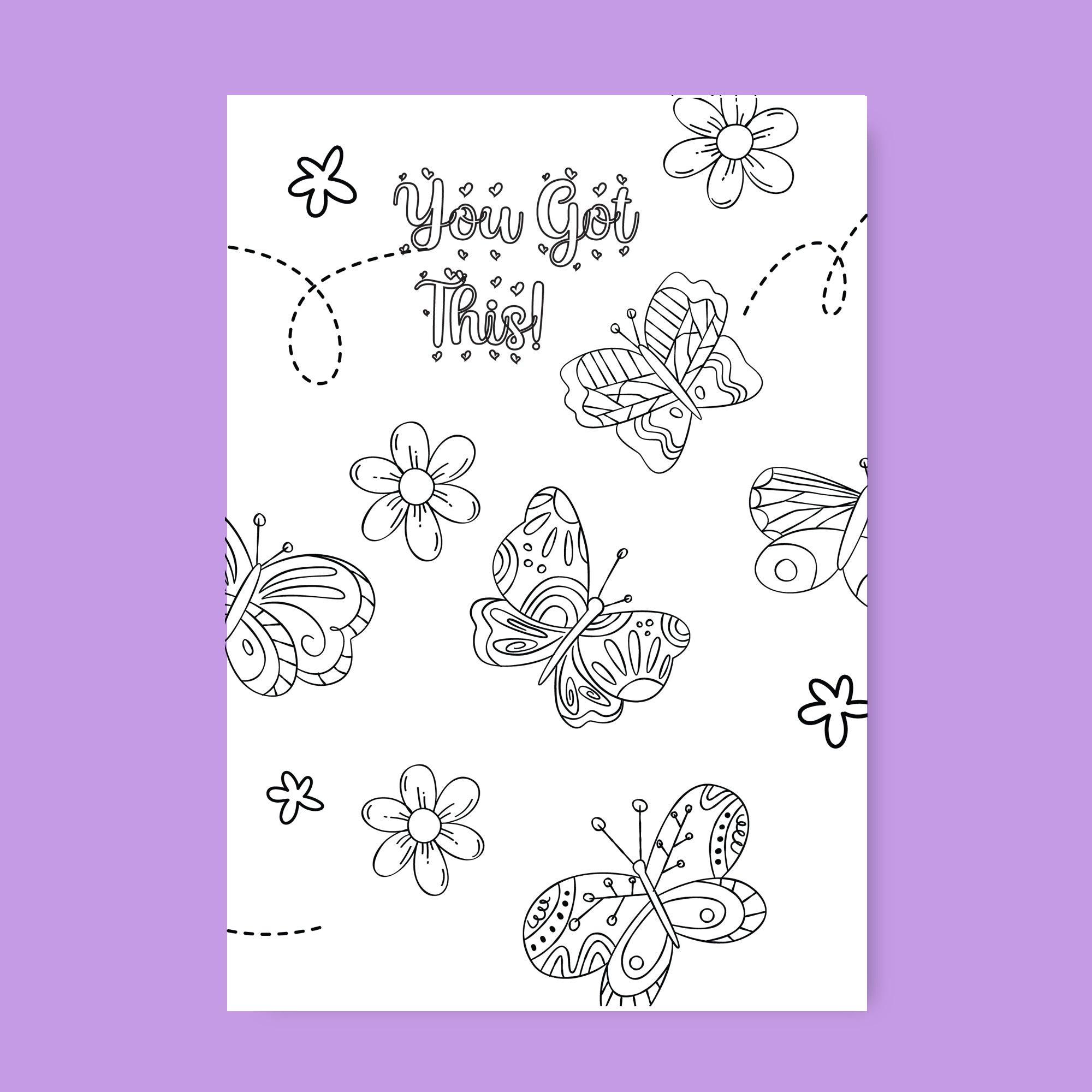 Butterflies - Coloring Card - SJPrinter