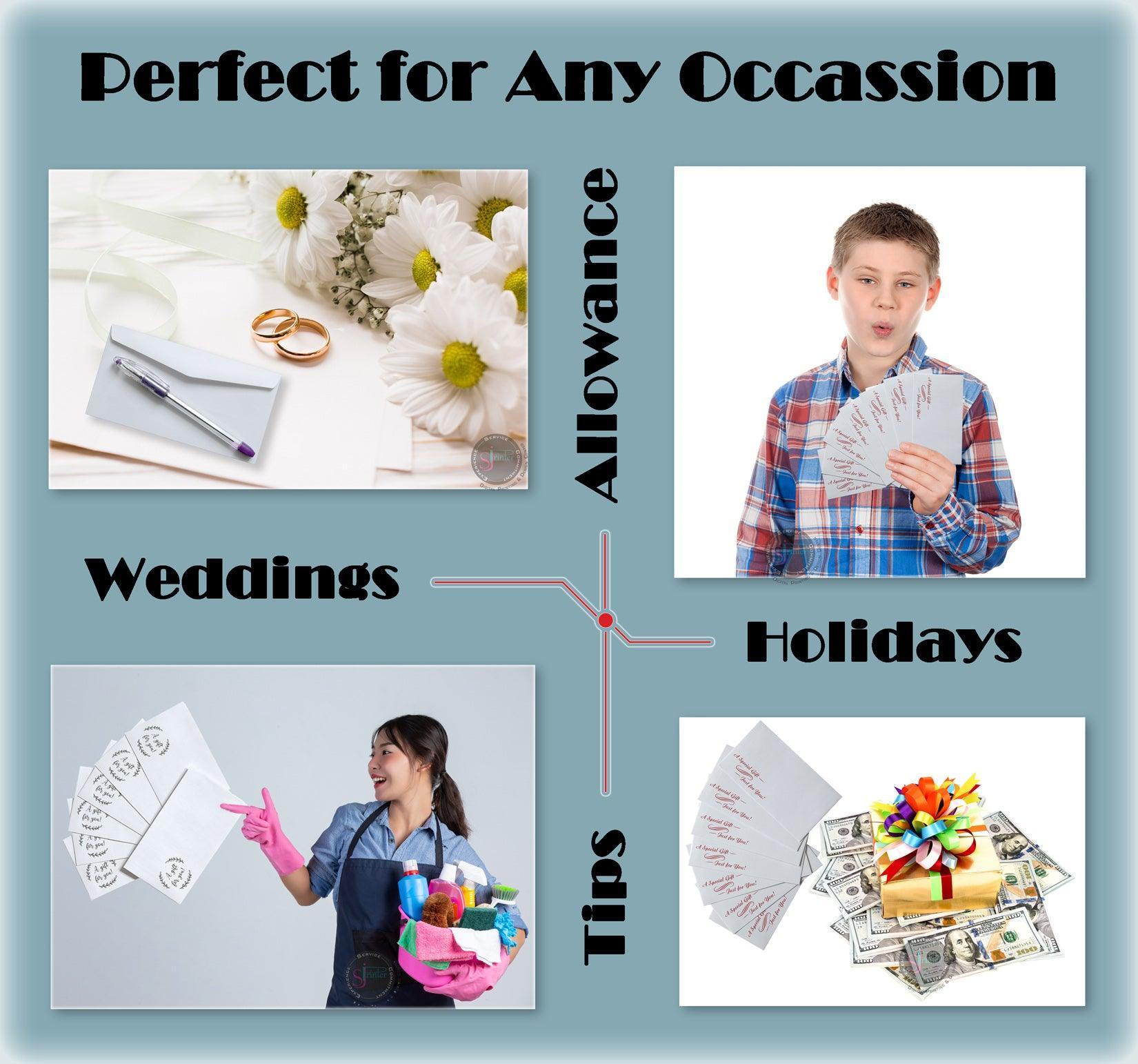 Cash Envelopes (3.75 x 6.75) - 50 Qty | Perfect The Holidays, Birthdays, Graduations, Company Bonuses, Gifts, Money and More! - SJPrinter