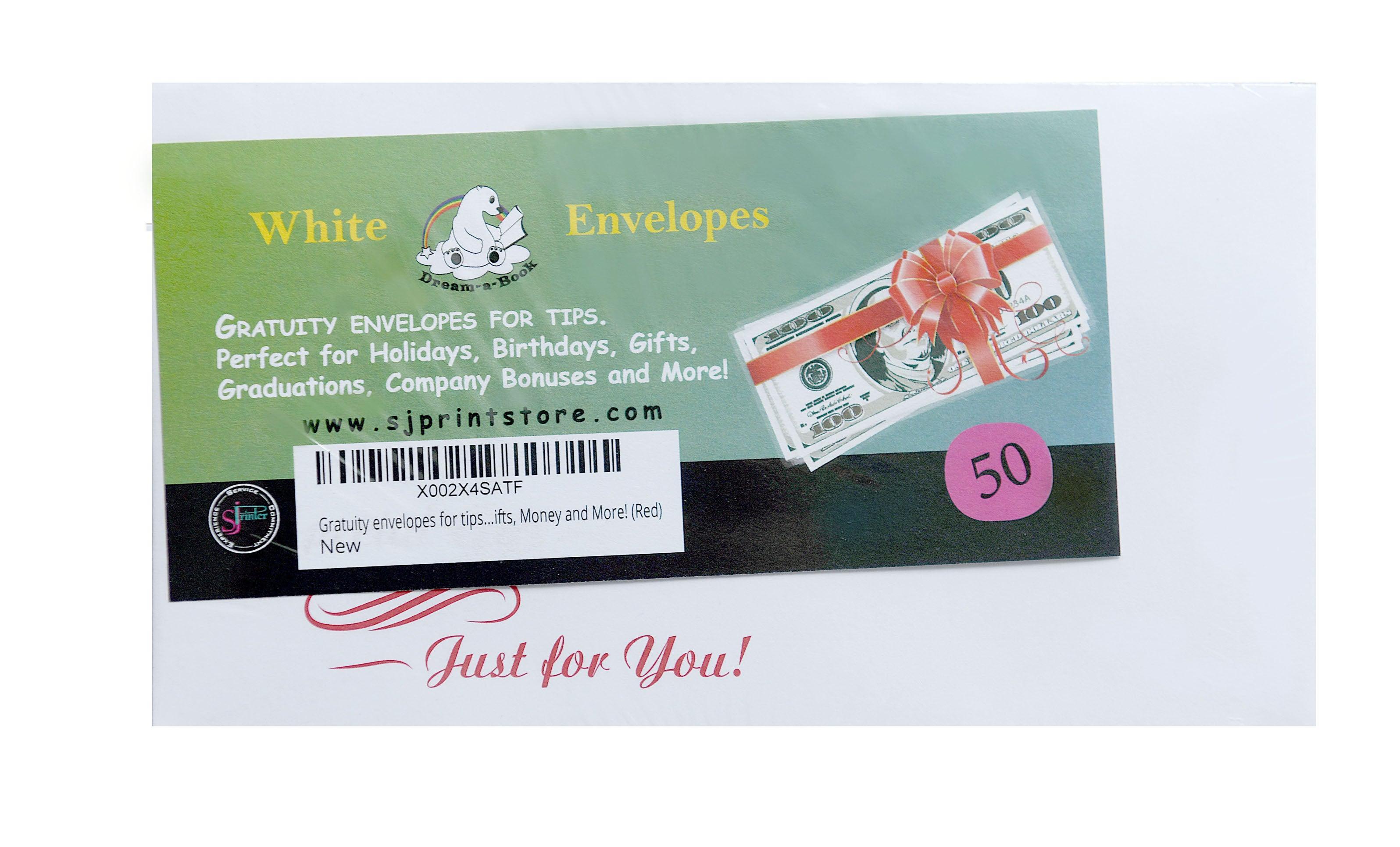 Cash Envelopes (3.75 x 6.75) - 50 Qty | Perfect The Holidays, Birthdays, Graduations, Company Bonuses, Gifts, Money and More! - SJPrinter