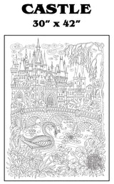 Castle, Fire & Floral Mandala coloring poster bundle – printed in USA