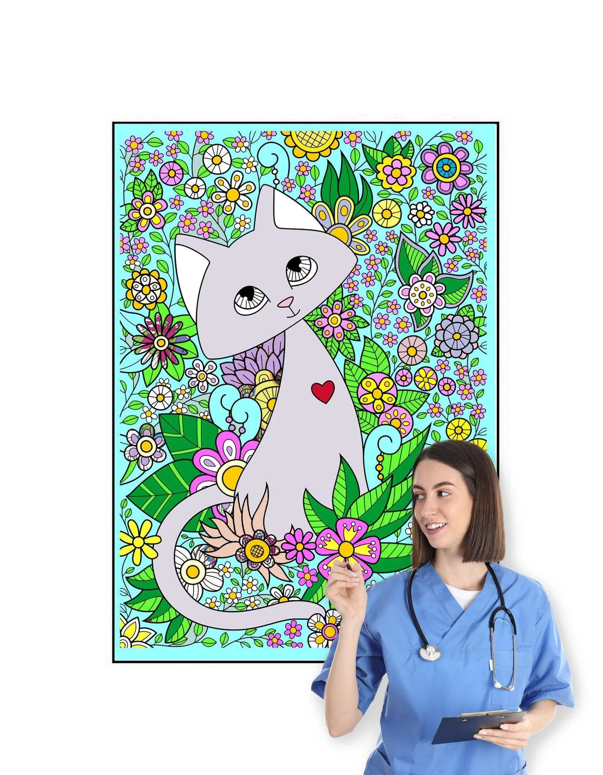 Coloring poster – CAT, 30×42" – giant group coloring poster