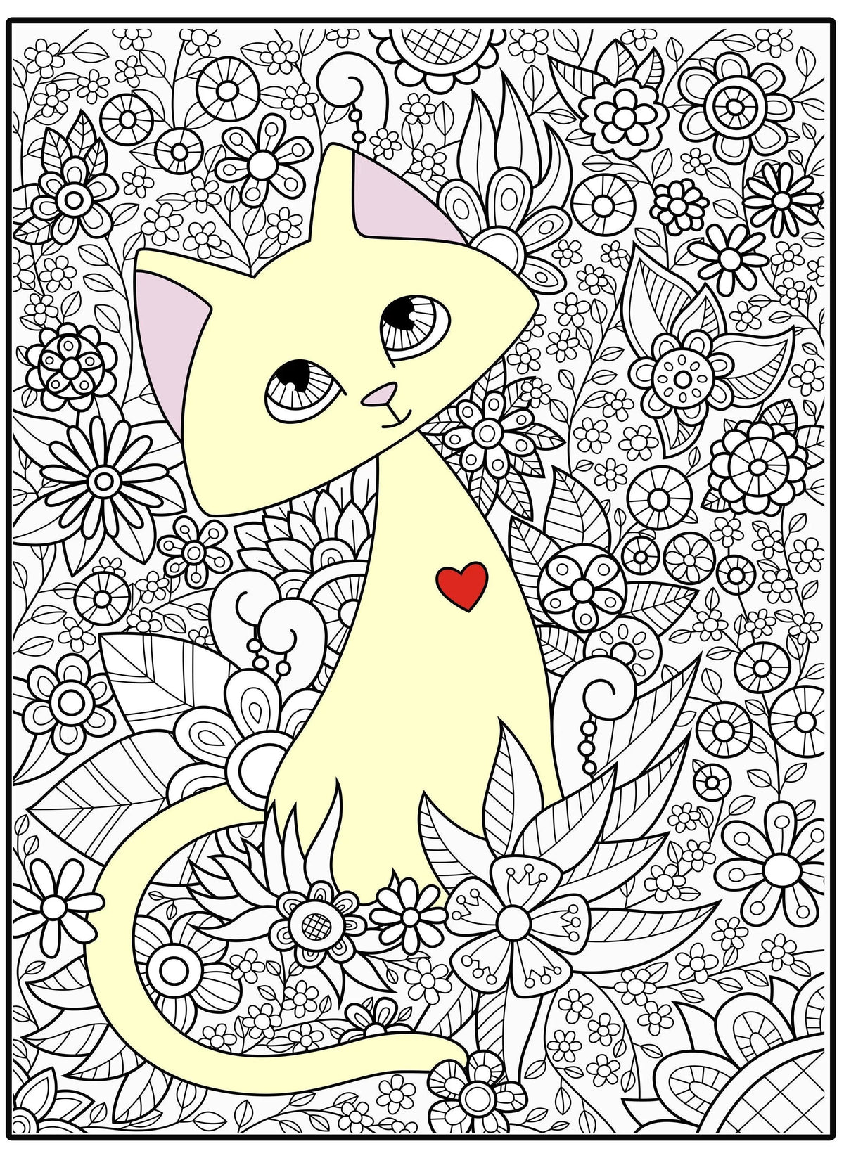 CAT coloring poster 30×42" – intricate line art, printed in USA