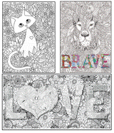 Coloring poster bundle – CAT, BRAVE & LOVE – SJPrinter Cherry Hill NJ
