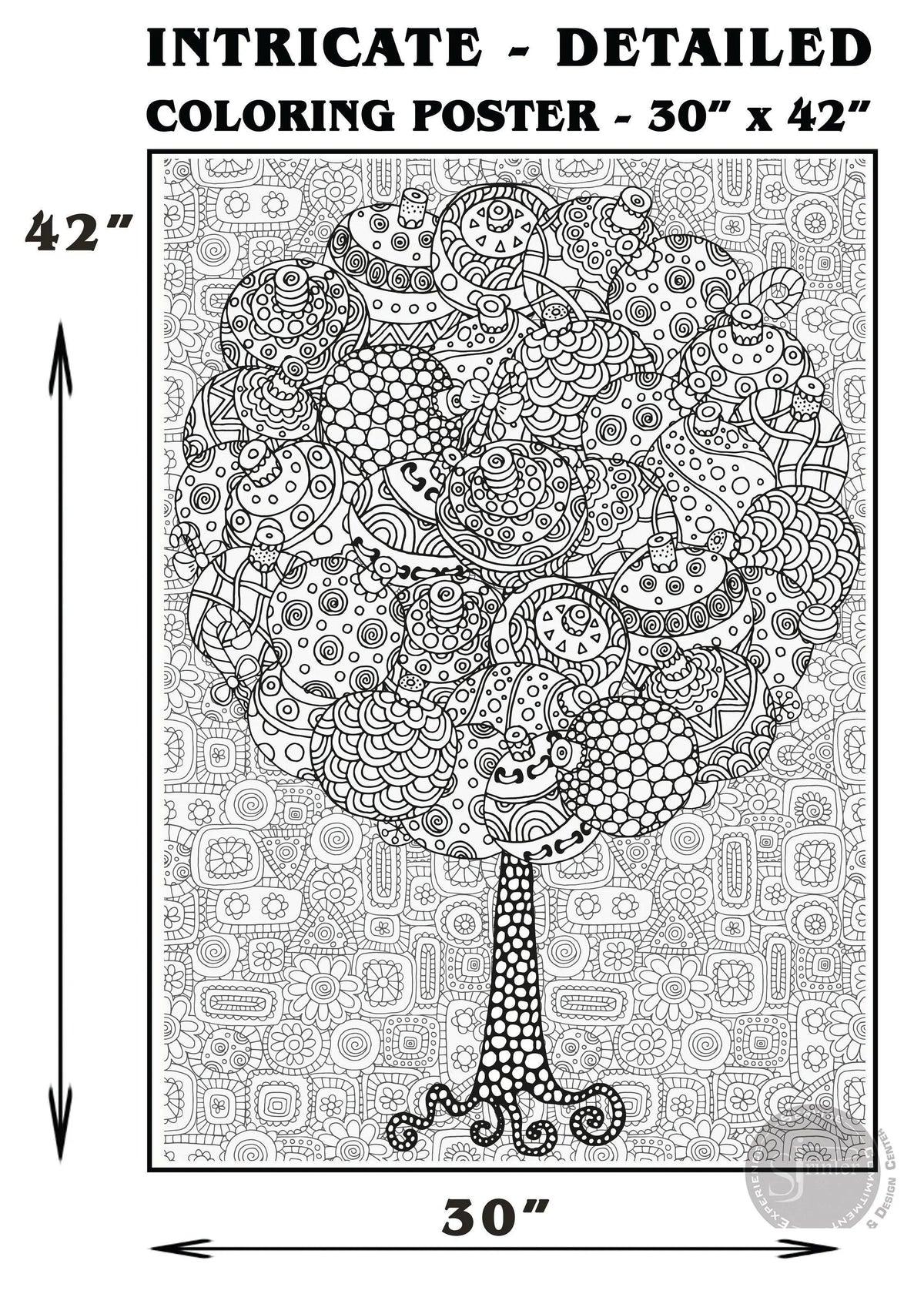 Christmas Tree + Planet Earth + Holiday Trees coloring poster bundle – printed in USA