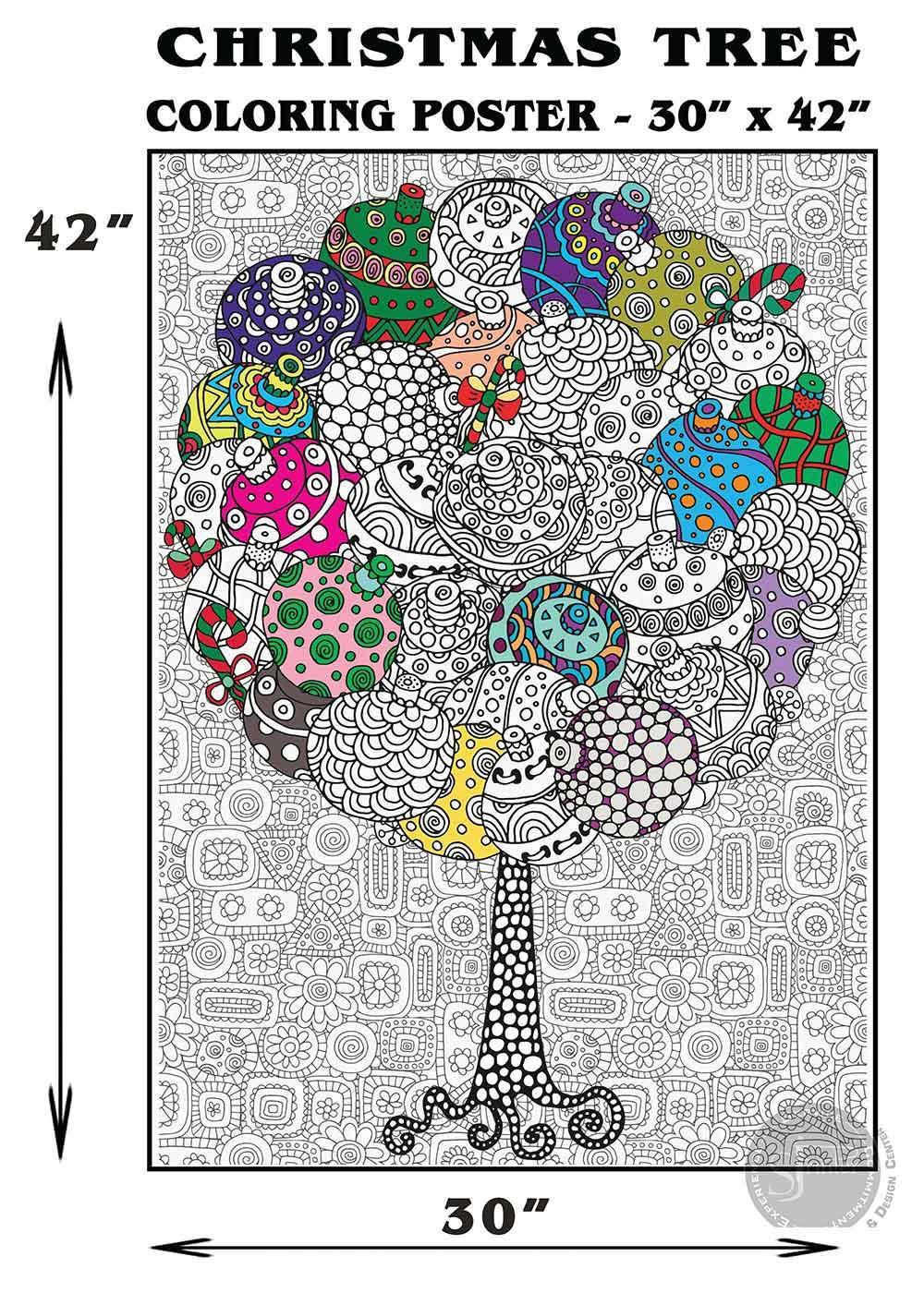 Christmas Tree + Planet Earth + Holiday Trees coloring poster bundle – printed in USA