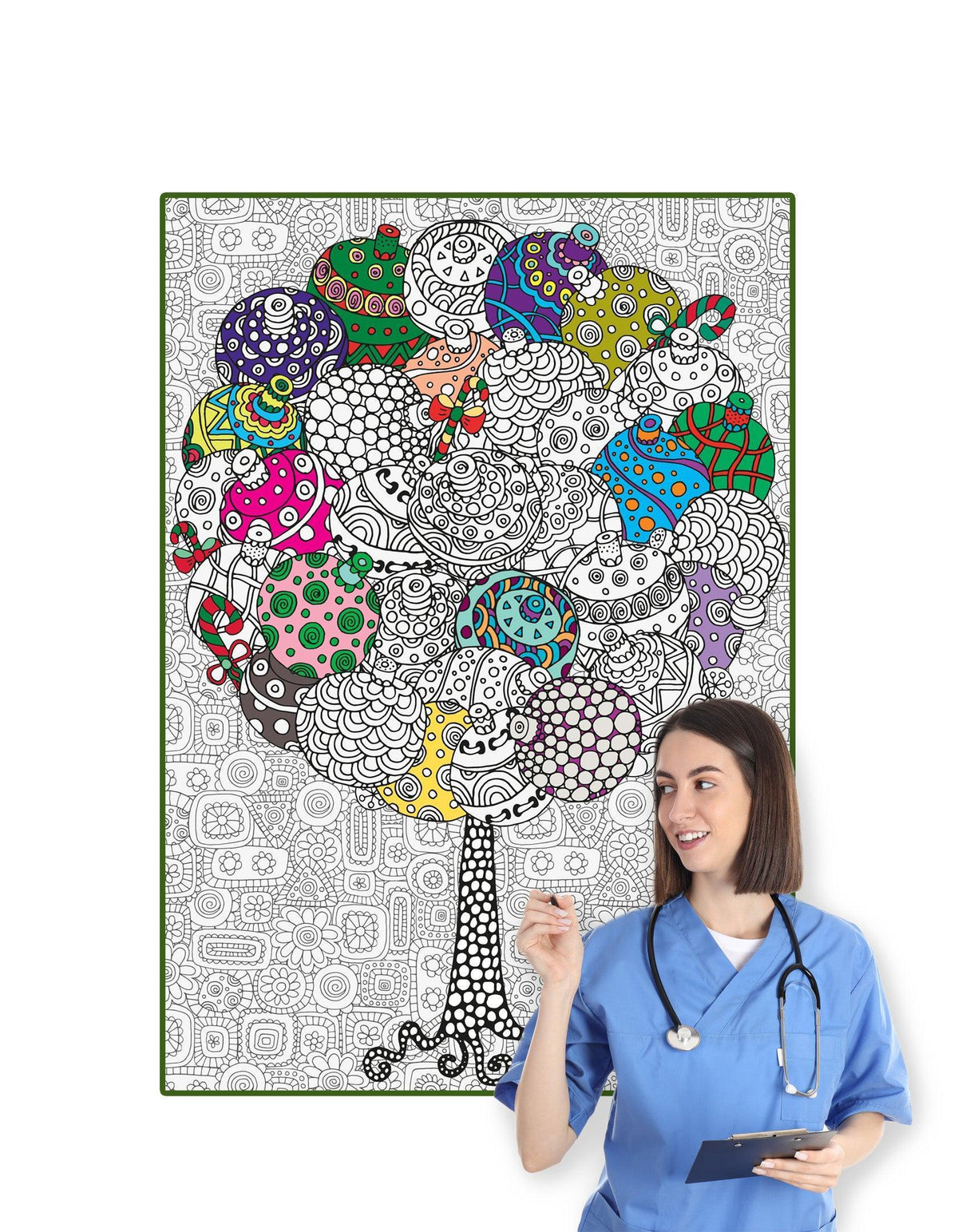 Christmas Tree + Planet Earth + Holiday Trees coloring poster bundle – wall-size group activity