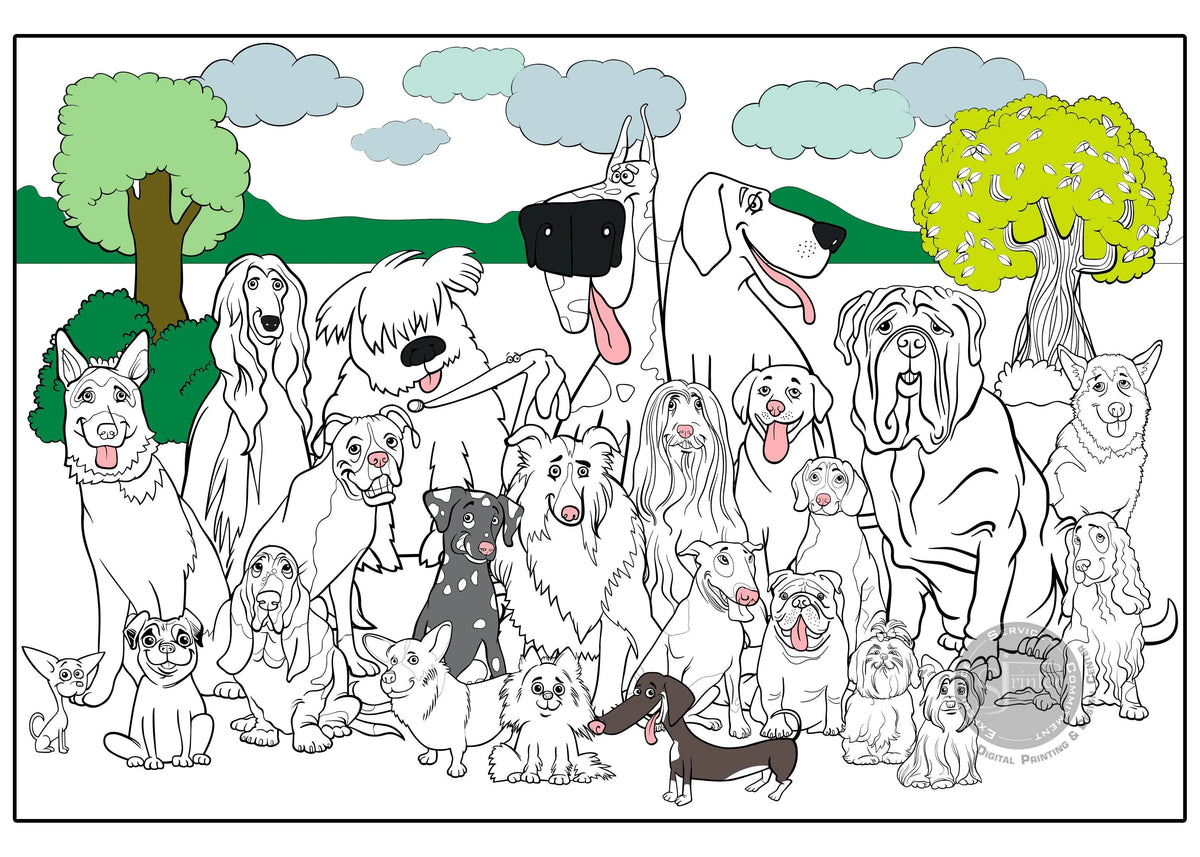 Giant Dog coloring poster 30×42" – intricate line art, printed in USA