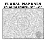 Coloring poster – Floral Mandala, 30×42" – giant group coloring poster