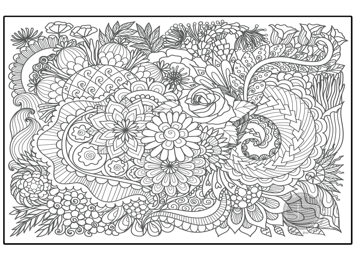 Giant Flower Garden coloring poster 30×42" – SJPrinter Cherry Hill NJ