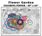Coloring poster – Flower Garden, 30×42" – giant group coloring poster