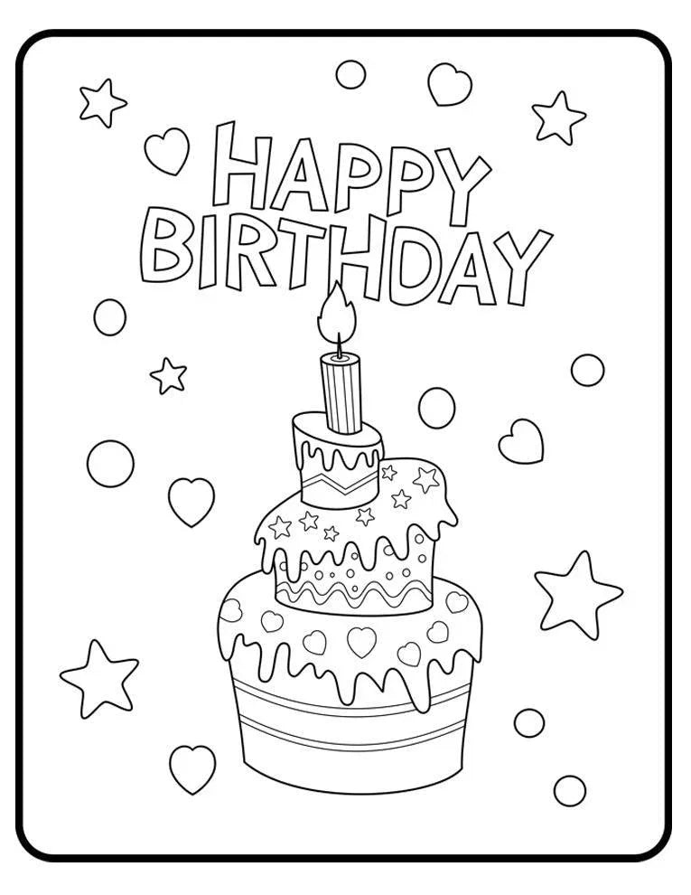 Happy Birthday - Coloring Page - SJPrinter