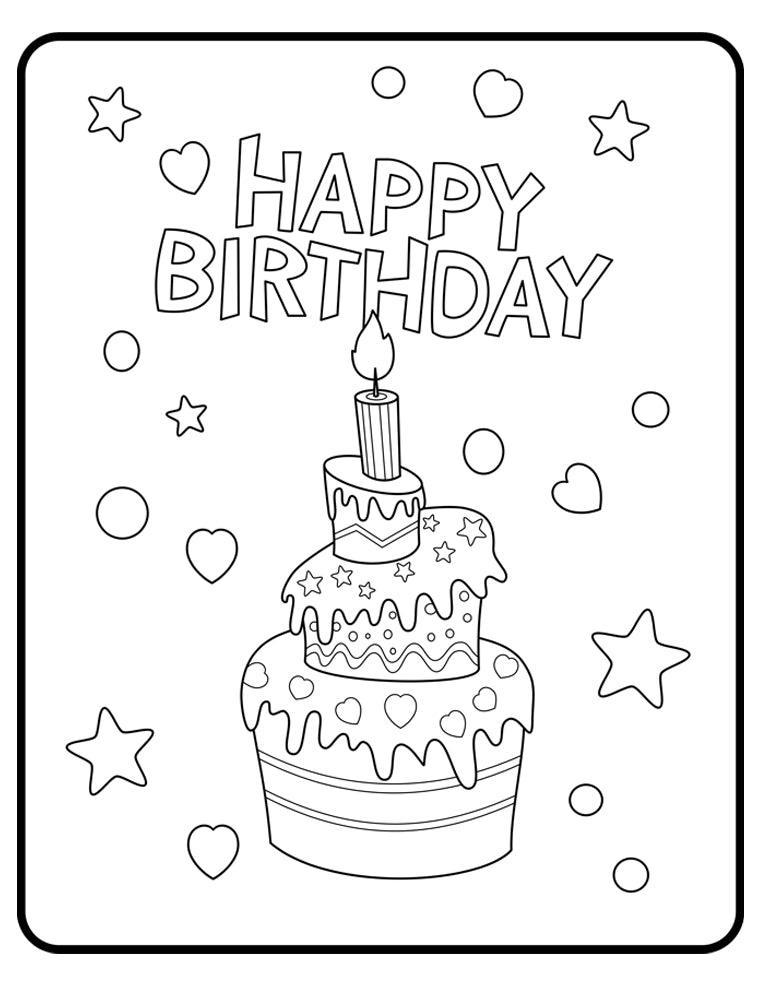 Happy Birthday - Coloring Page - SJPrinter 