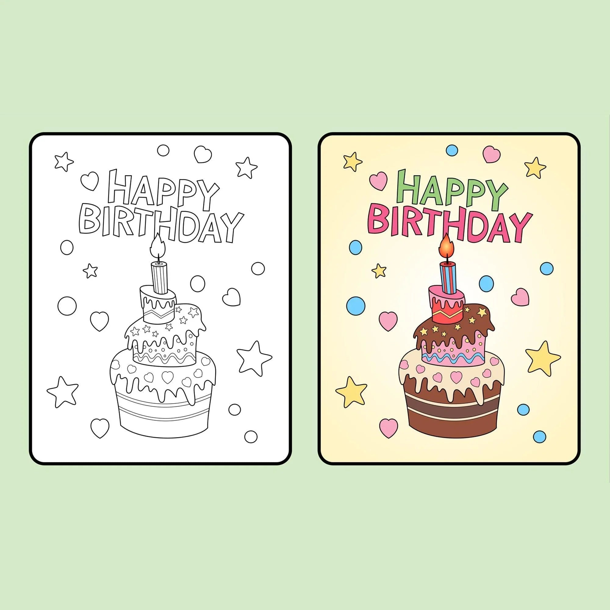 Happy Birthday - Coloring Page - SJPrinter