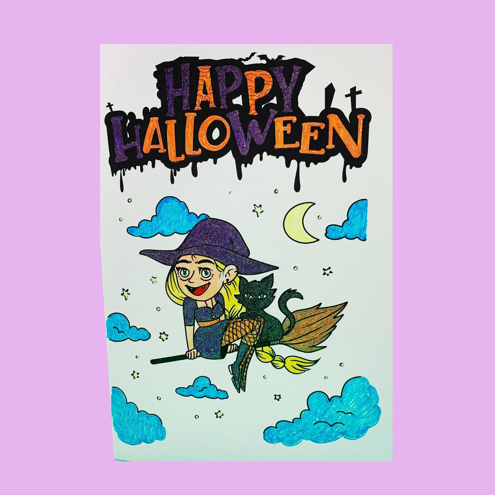 Happy Halloween - Coloring Card - SJPrinter