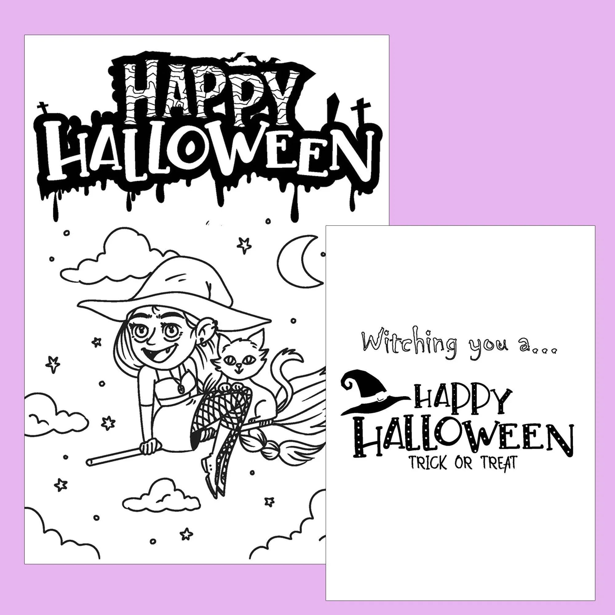 Happy Halloween - Coloring Card - SJPrinter