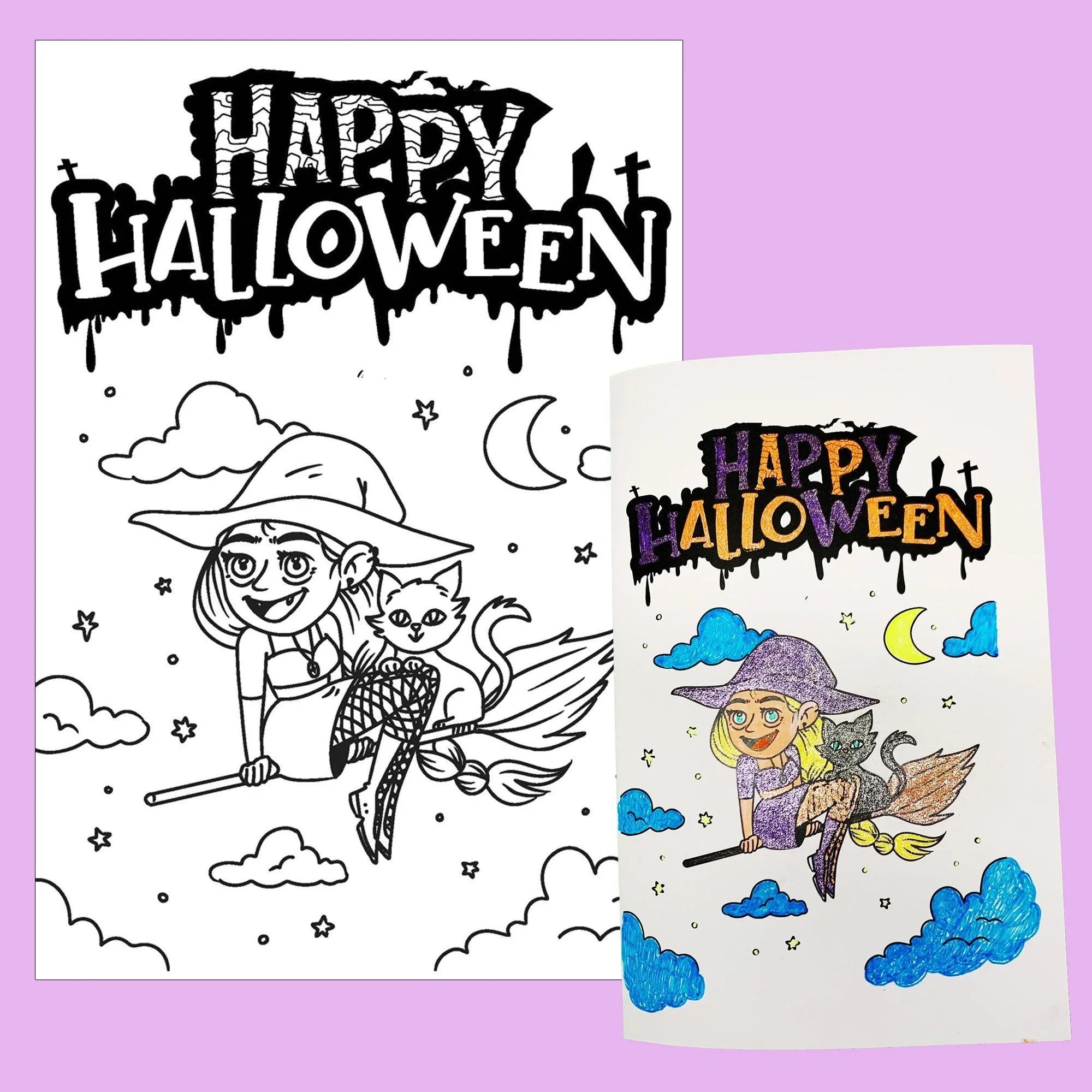 Happy Halloween - Coloring Card - SJPrinter