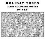 Coloring poster – Holiday Trees, 30×52" – giant group coloring poster