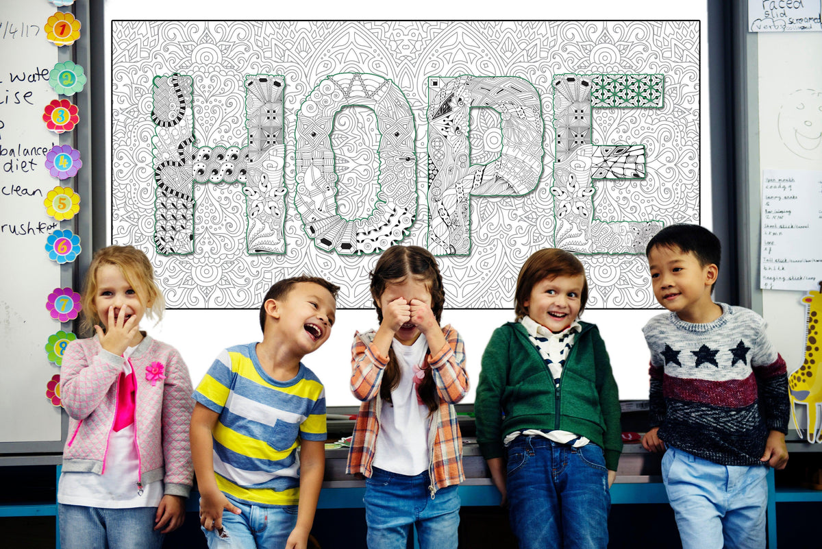 Coloring poster – HOPE, 24×48" – giant group coloring poster