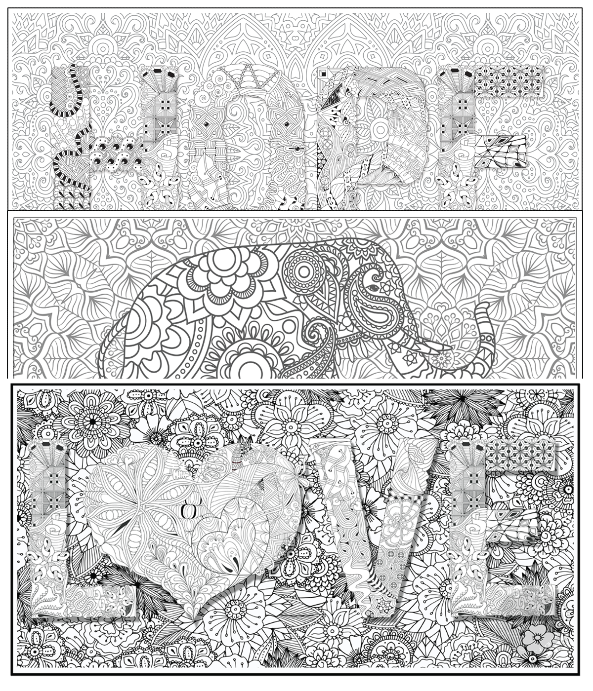 Coloring poster bundle – HOPE + Elephant + LOVE – SJPrinter Cherry Hill NJ