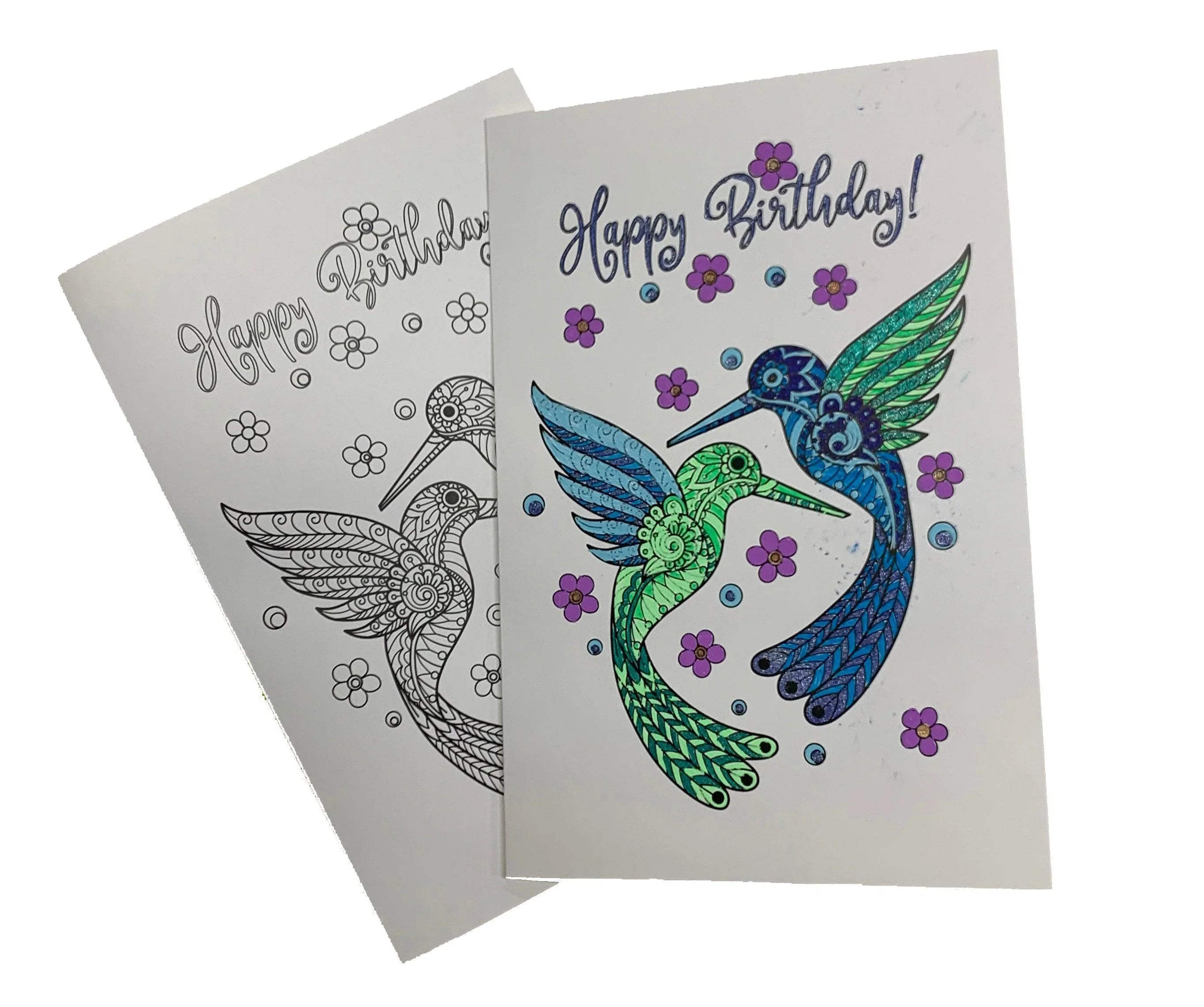 Hummingbirds - Coloring Card - SJPrinter