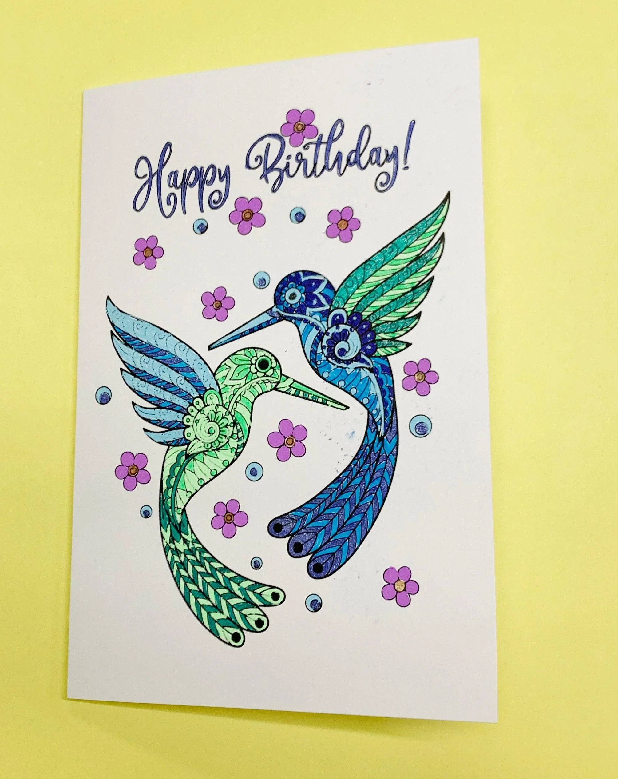 Hummingbirds - Coloring Card - SJPrinter