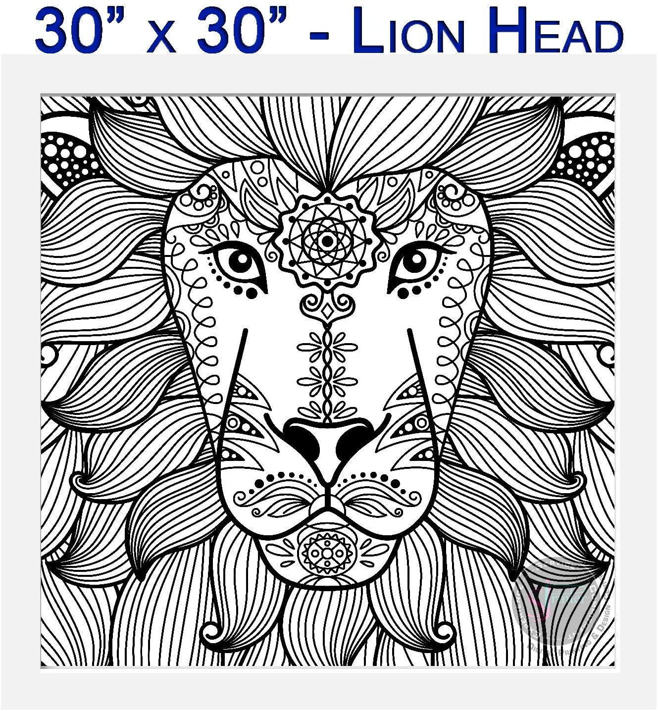 Lion Head Mandala - 30" x 30" - SJPrinter 