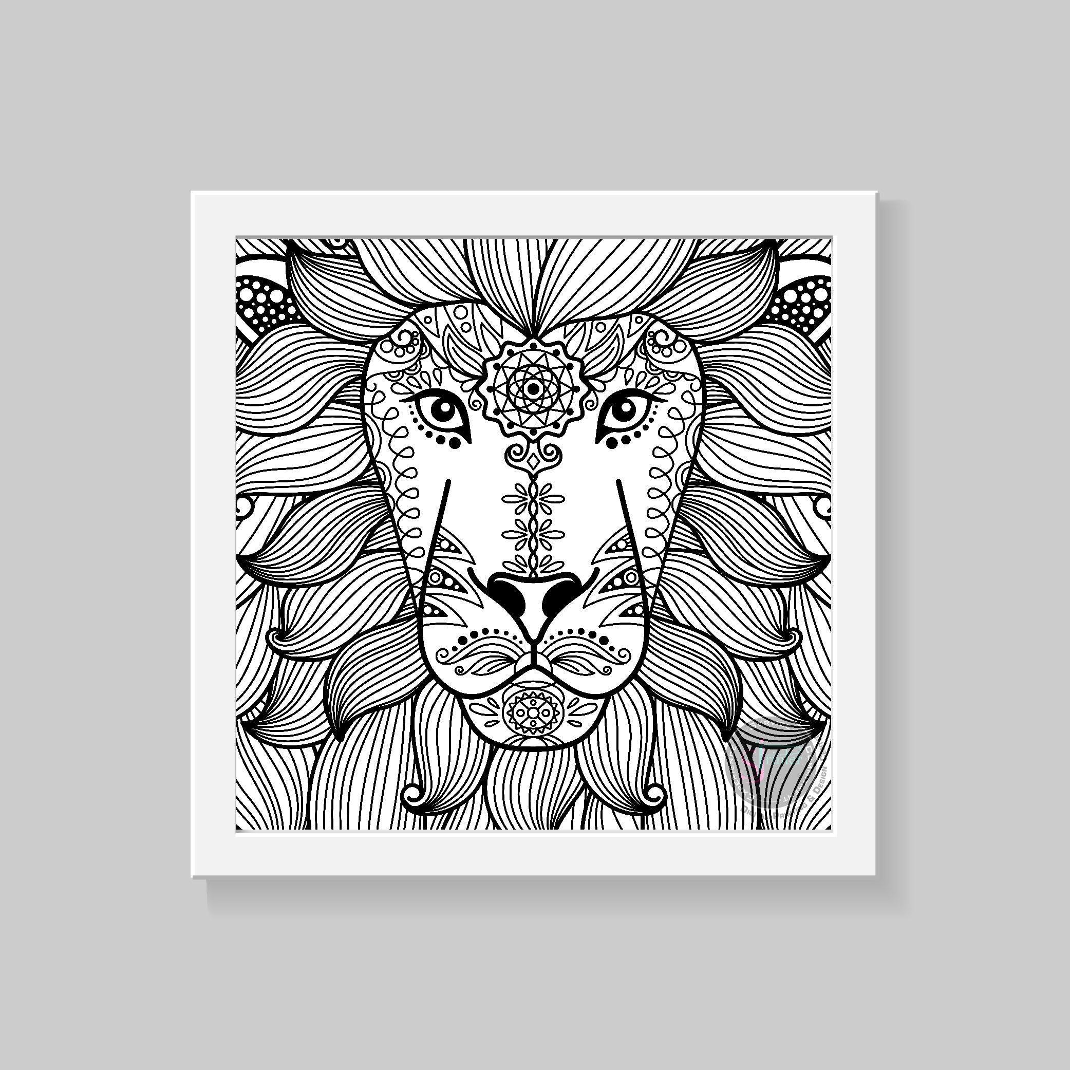 Lion Head Mandala - 30" x 30" - SJPrinter 