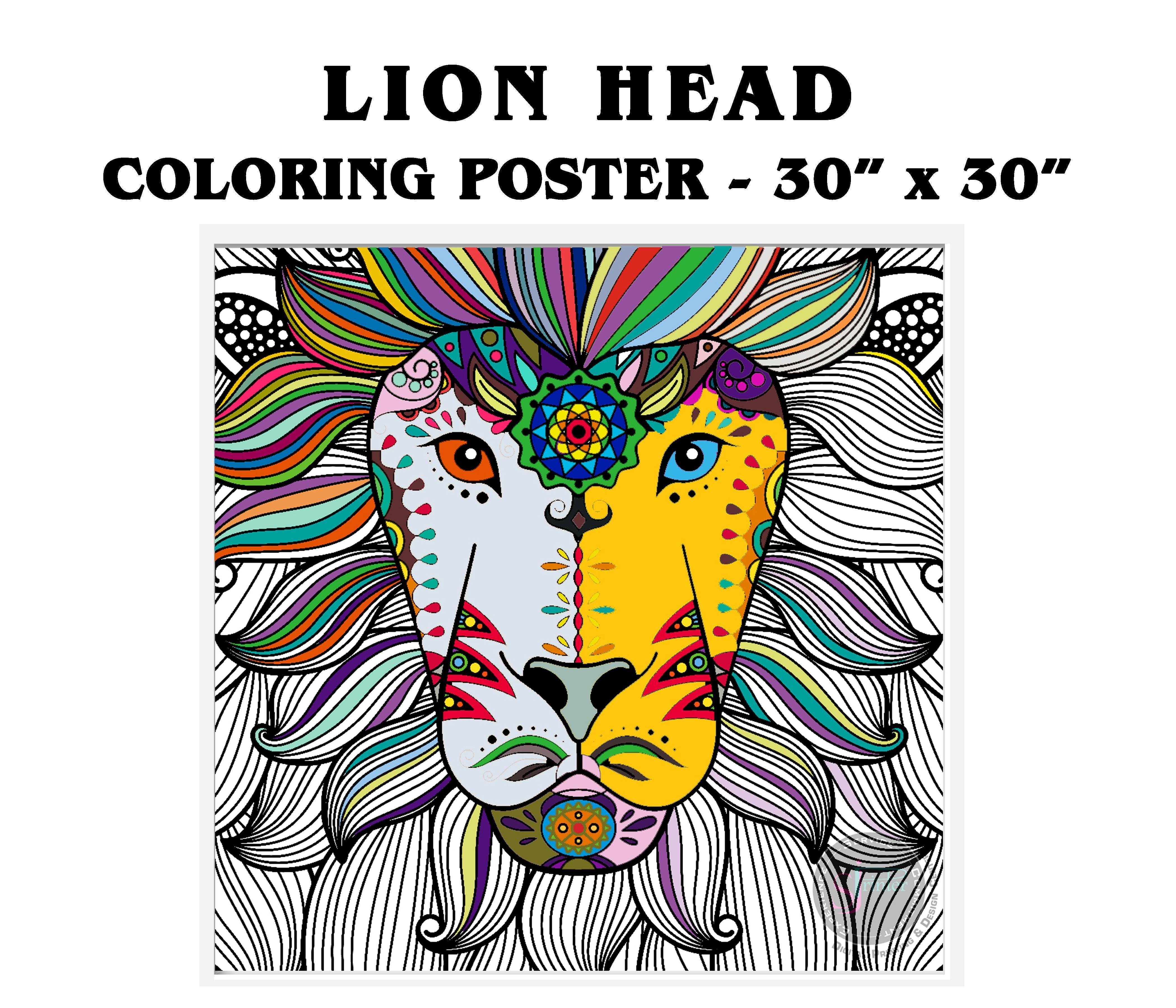 Lion Head Mandala - 30" x 30" - SJPrinter 